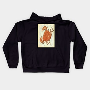 Cancer the Crab, from Urania's Mirror, Vintage Signs of the Zodiac Kids Hoodie